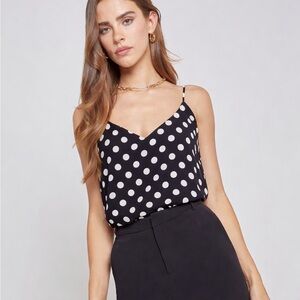 L'Agence Jane V-Neck Adjustable Casual Effortless Spaghetti Strap 100% Silk Tank